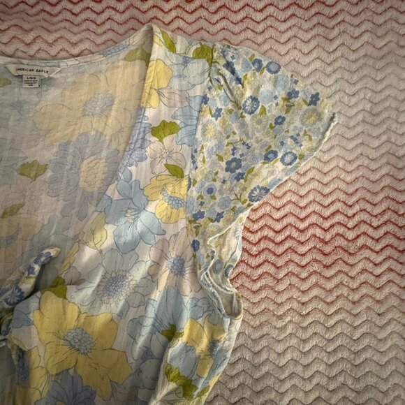 American Eagle Blue and Green Floral Romper - Size Large - Picture 10 of 12